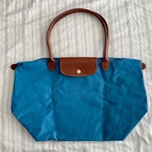 Large Le Pliage Handbag, Cornflower Blue